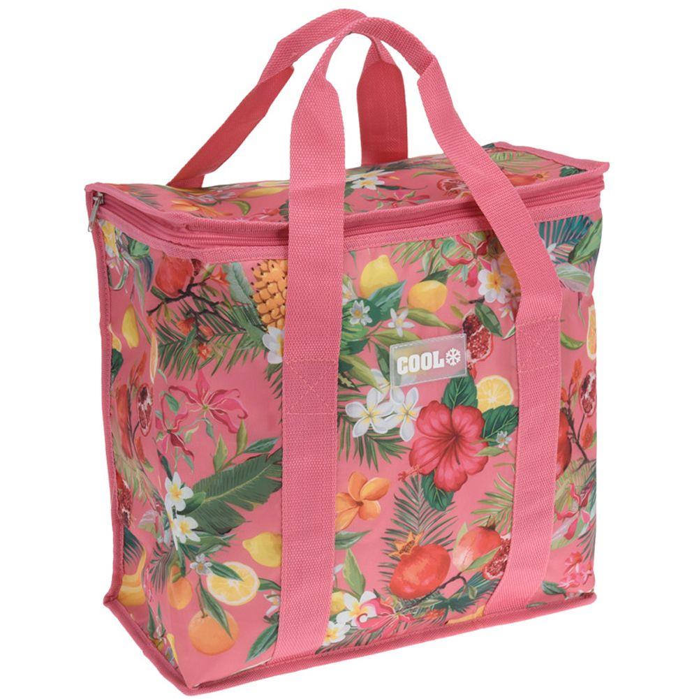 Geanta termica, COOL, Poliester, 16 L, Model floral, Multicolor