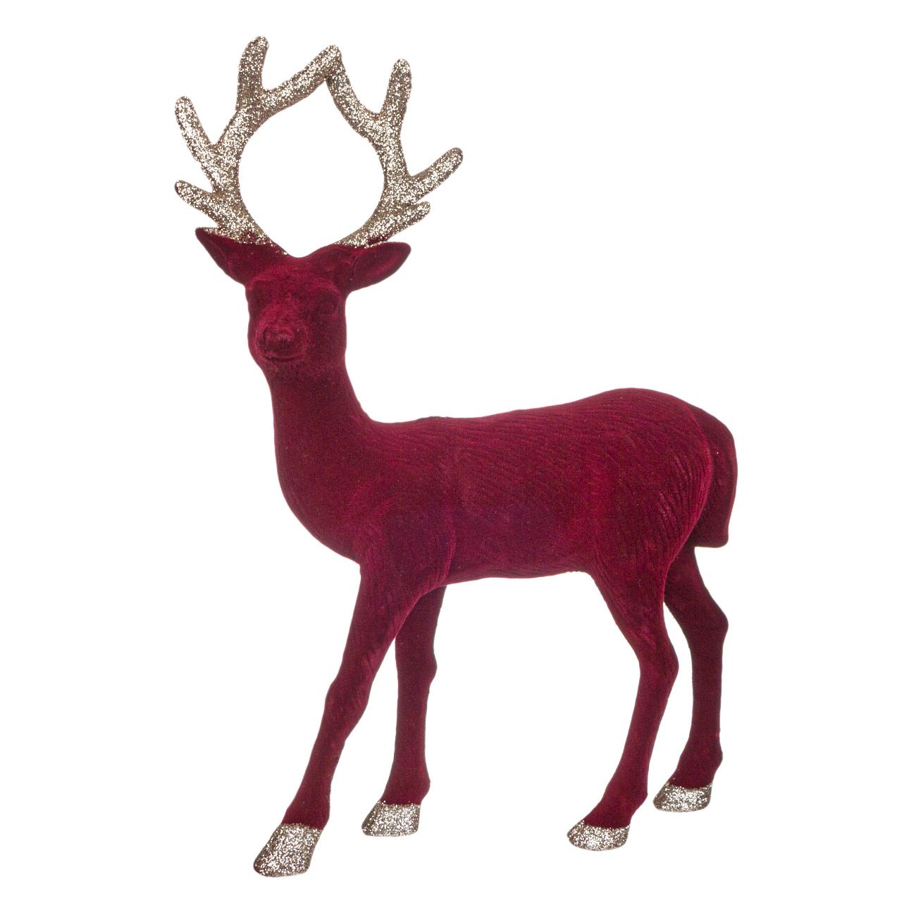 Figurina decorativa de Craciun tip ren, Marbest Grand Shop, grena/crem, 35 cm