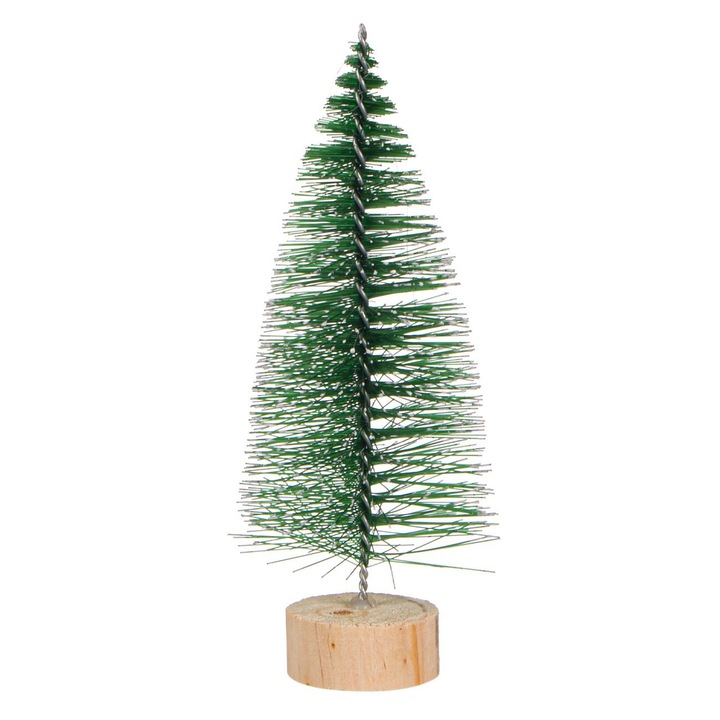 Brad Decorativ, Model Verde Nins, Baza Lemn, 14 cm, MYONNA IT & E- COMMERCE ®