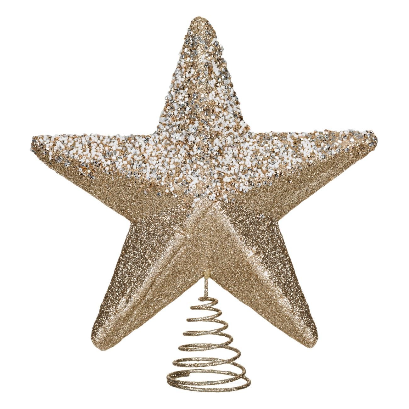 Varf de Brad, New Line, Model Stea cu efect de Ninsoare, Sclipitor, 30 cm, Sampanie