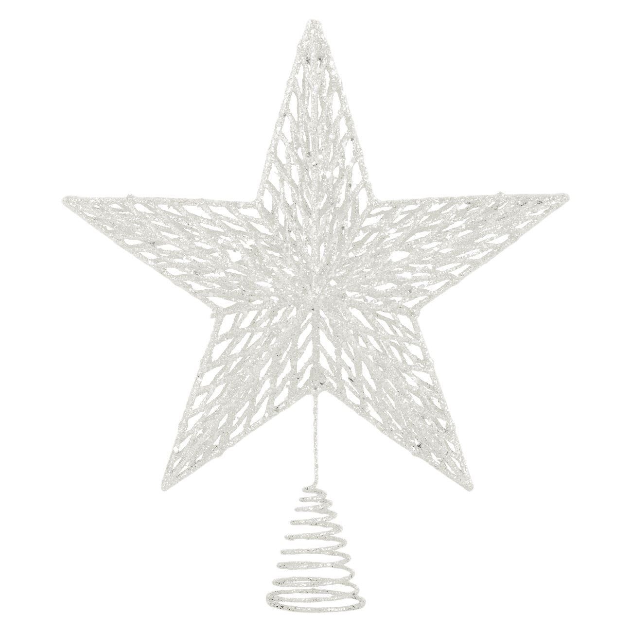 Stea 3D pentru brad de Craciun, Marbest Grand Shop, alb, 25.3 cm