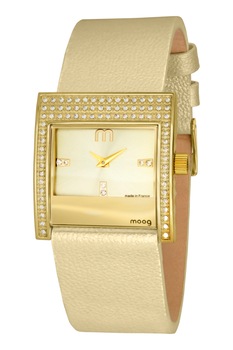 Ceas dama, Moog Paris, Champs Elysées, Curea din piele naturala, Cadran auriu cu elemente Swarovski, 22.2 cm, Auriu Ceas dama, Moog Paris, Champs Elysées, Curea din piele naturala, Cadran auriu cu elemente Swarovski, 22.2 cm, Auriu