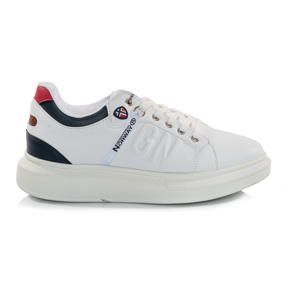 Pantofi barbatesti, Geographical Norway, piele ecologica, alb cu nuante albastru