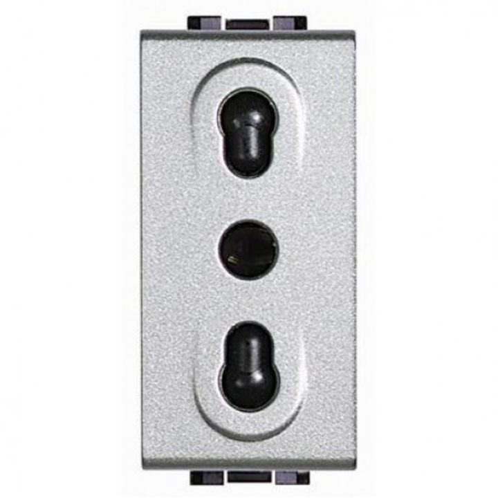 Priza Italia, Bticino, Living Light, 10/16A, 1M, Aluminiu, NT4180