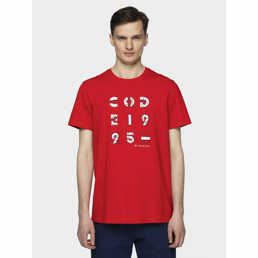 Tricou sport 4F, Bumbac, XXL, Rosu