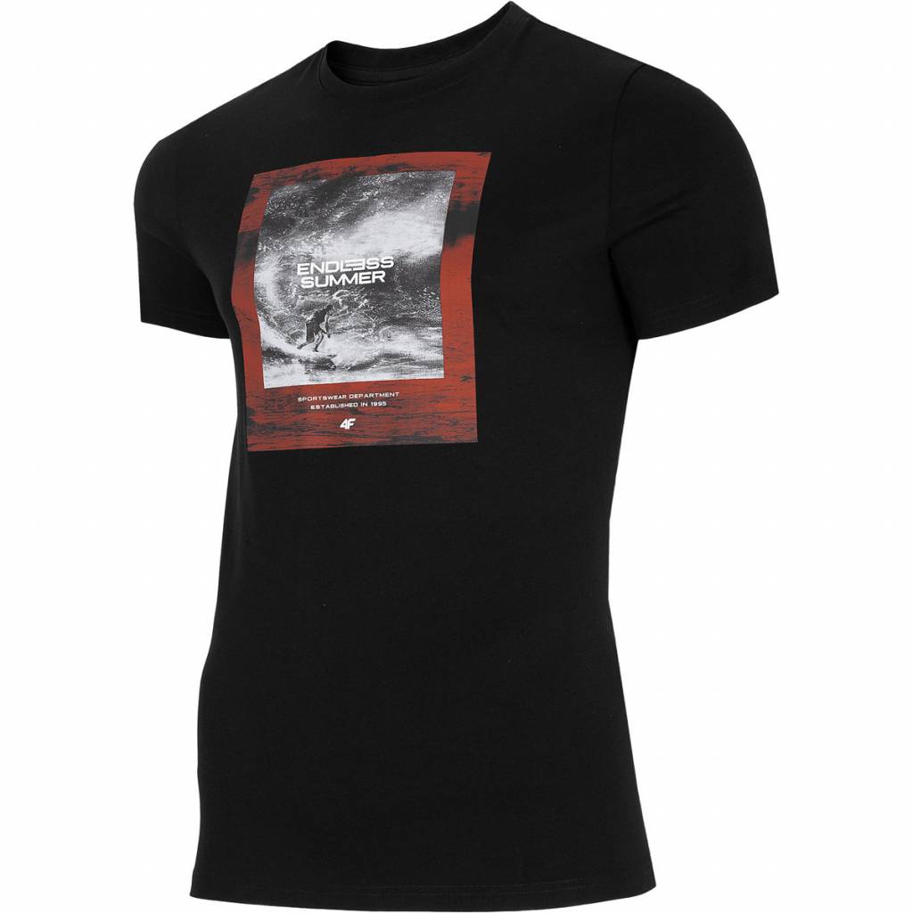 Tricou barbati 4F, H4L21-TSM028, Bumbac, Negru, M