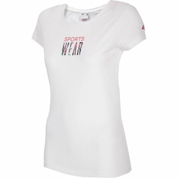 Tricou sport 4F, H4L21-TSD037, Bumbac, Alb Tricou sport 4F, H4L21-TSD037, Bumbac, Alb