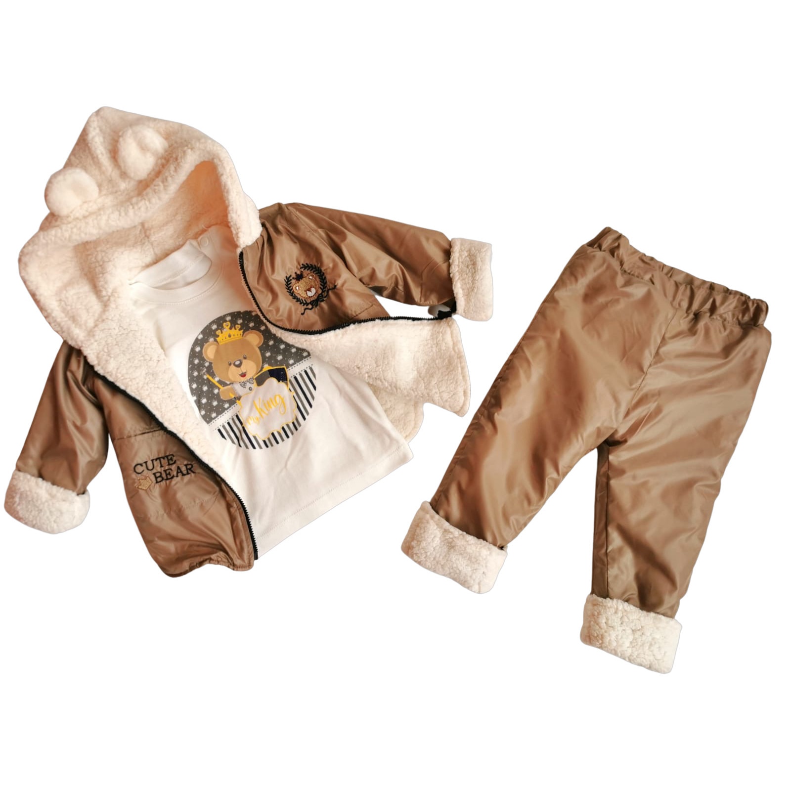 Compleu de iarna pentru baieti, 3 piese, Multicolor