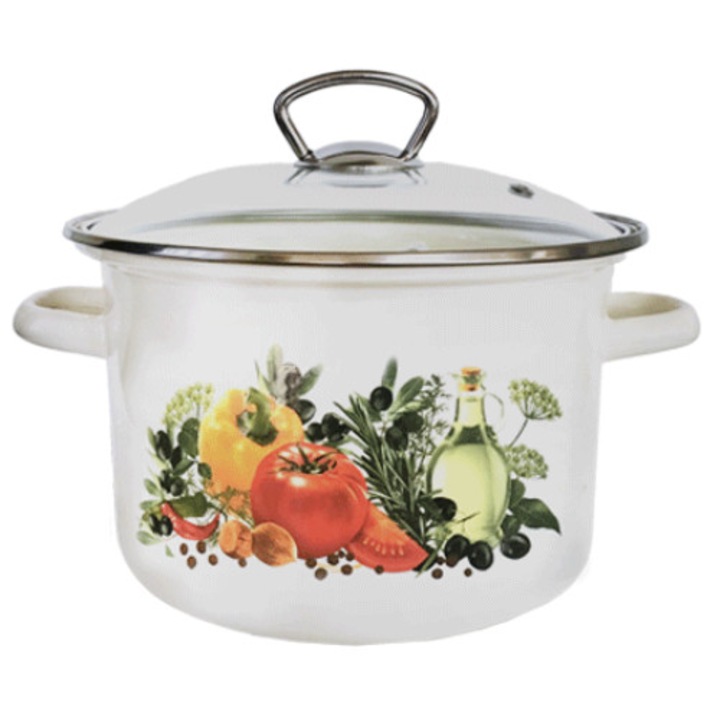 Oala emailata din otel carbon cu capac yena Raki Evropeiscaia Kuhnea 3Litri