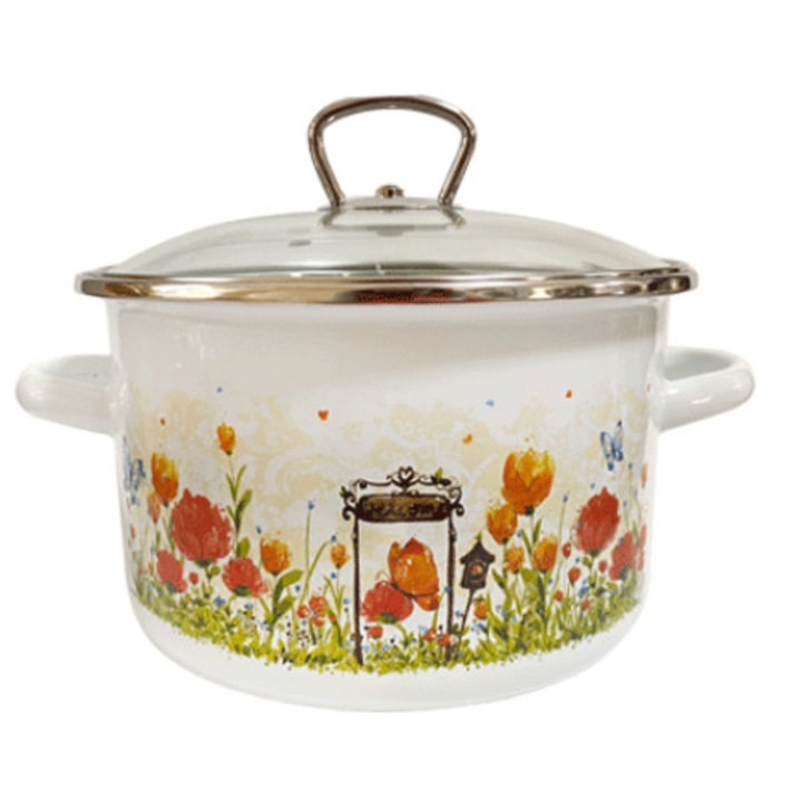 Oala emailata din otel carbon cu capac yena Raki Golandskaia 5,5 litri