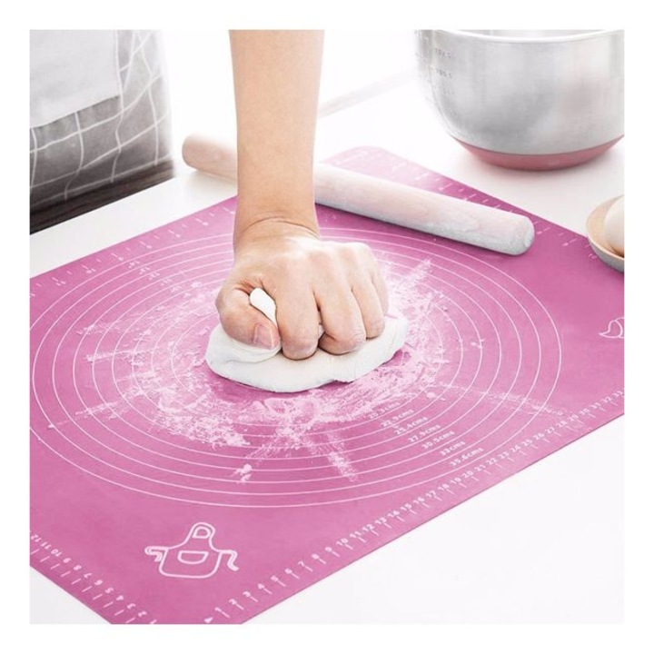 Силиконова подложка за месене и точене Pink, 65 х 45 см