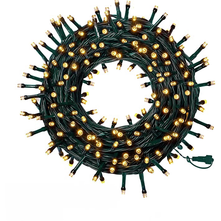 Instalatie de brad, 200 LED, 23m, 8 modele, Impermeabil, Alb cald