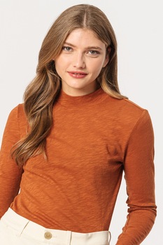 Marc O'Polo, Bluza de bumbac cu guler scurt, Scortisoara Marc O'Polo, Bluza de bumbac cu guler scurt, Scortisoara