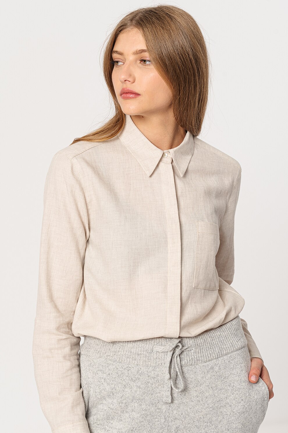 Marc O'Polo, Camasa regular fit cu buzunar pe piept, Bej