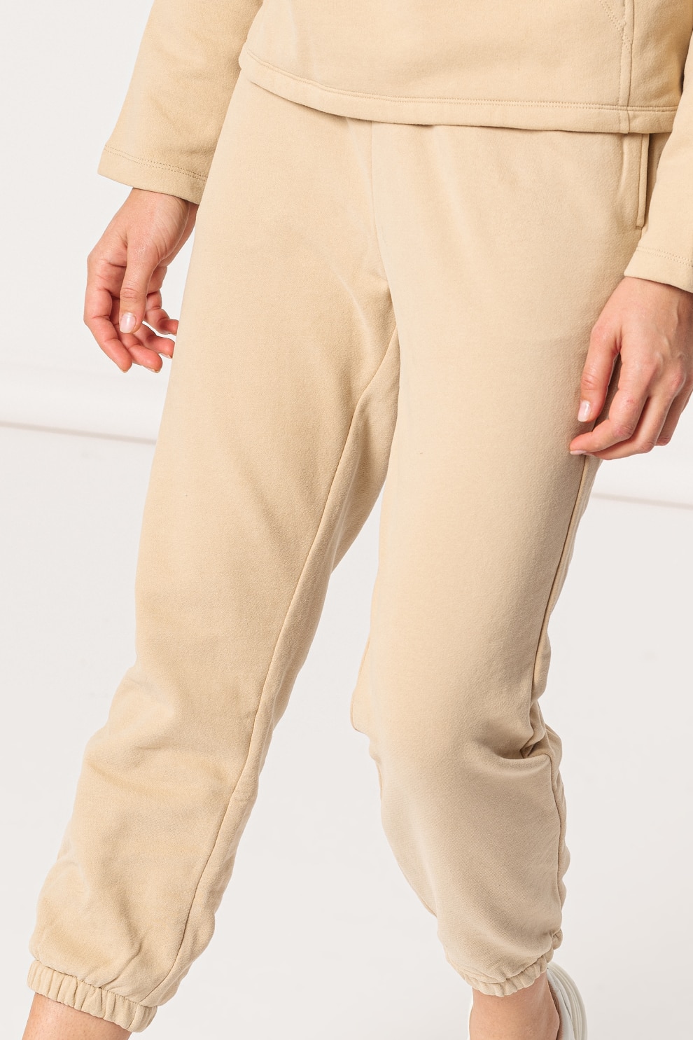 Marc O'Polo, Pantaloni sport crop cu mansete elastice, Bej
