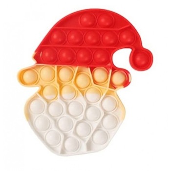 Jucarie antistres din silicon Pop It Now, Cap Mos Craciun, Multicolor Jucarie antistres din silicon Pop It Now, Cap Mos Craciun, Multicolor
