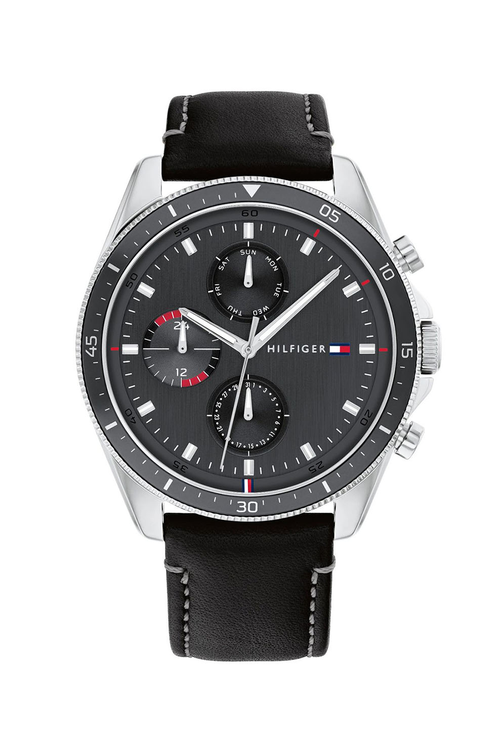 Tommy Hilfiger, Ceas quartz cu o curea din piele, Negru
