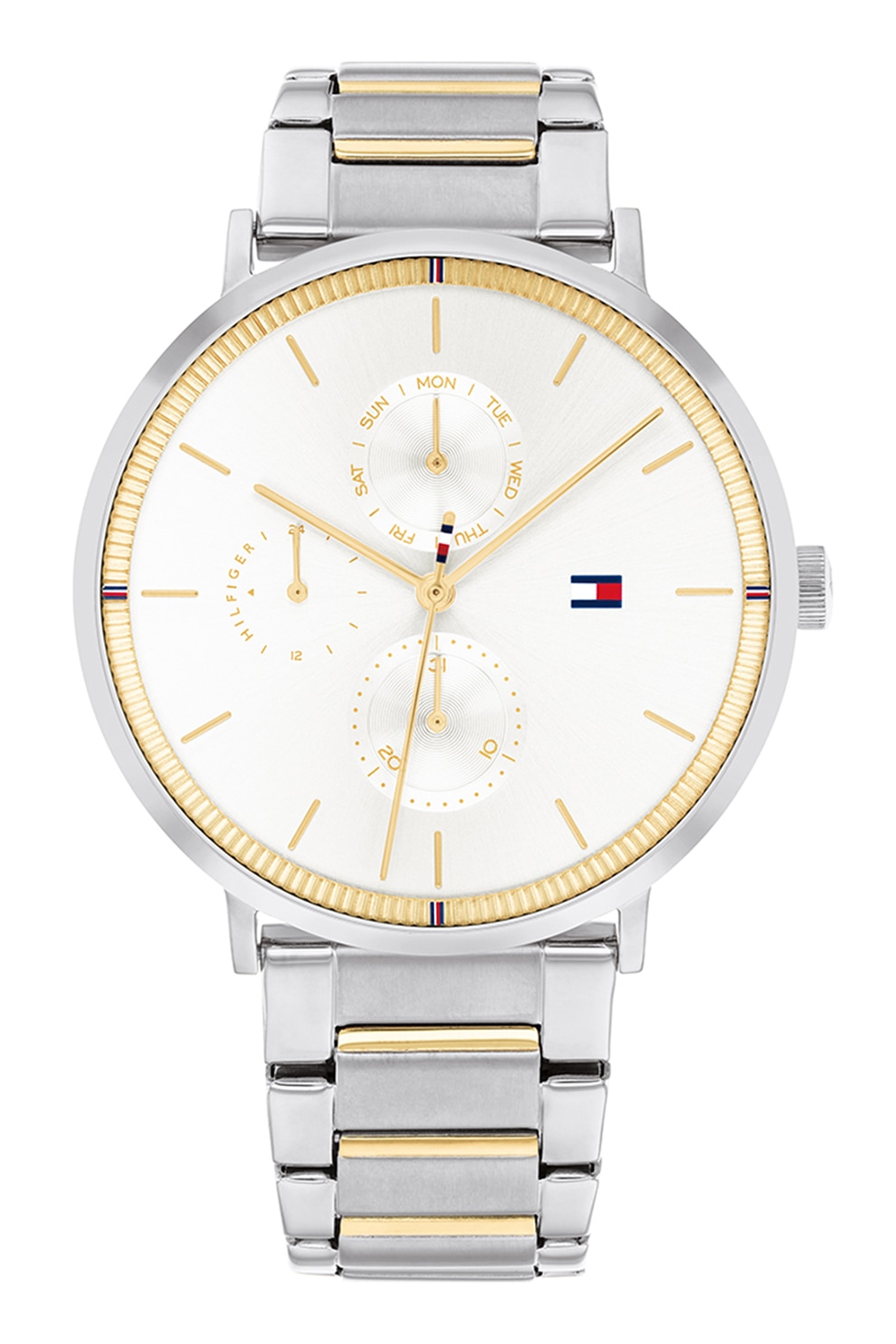 Tommy Hilfiger, Ceas cu functii multiple si bratara metalica, Argintiu