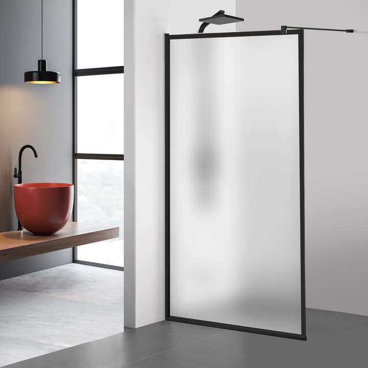 Aqua Roy ® Black 70x195 cm zuhanyfal, fekete Frame modell, 8 mm bronz biztonsági üveg, vízkő elleni kezeléssel