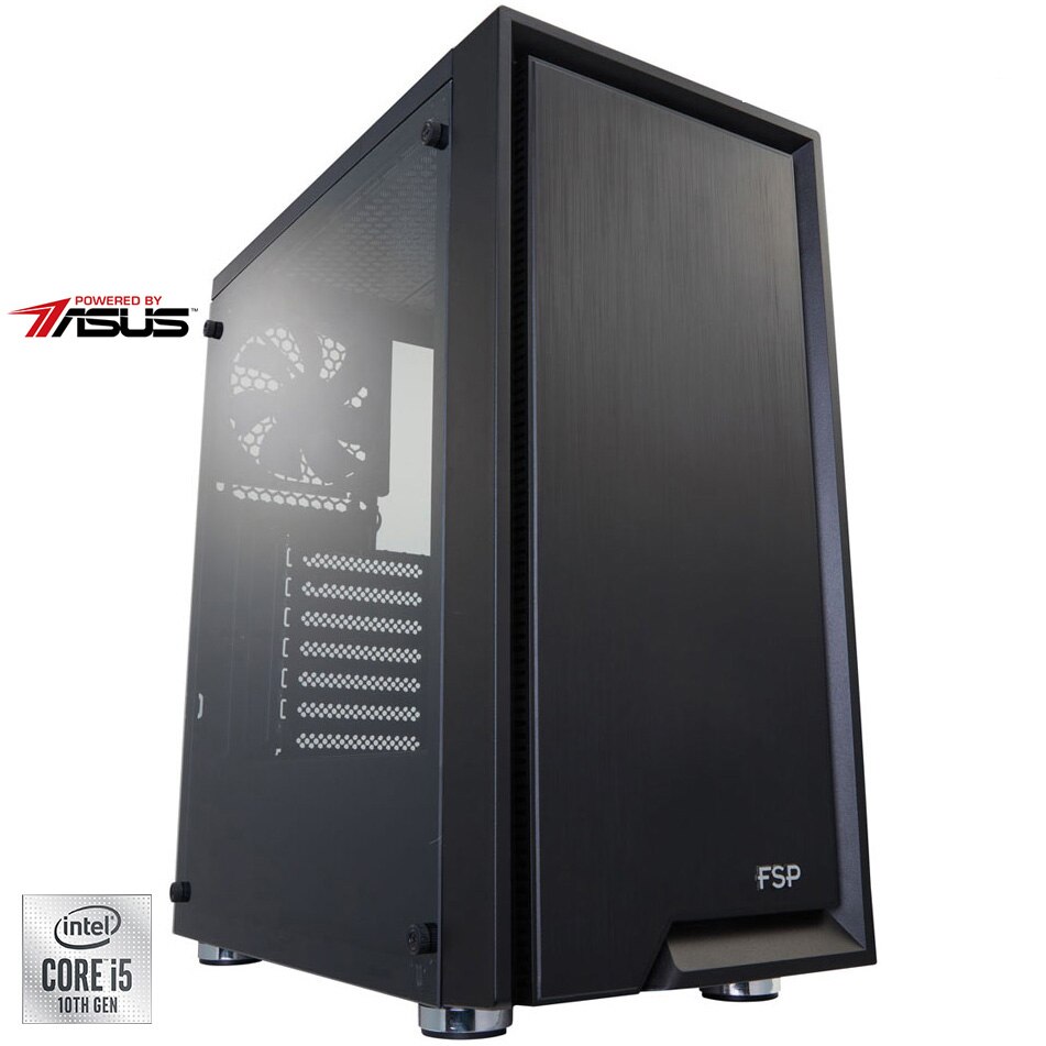 Sistem Desktop PC Gaming Serioux Powered by ASUS cu procesor Intel® Core™ i5-10400F pana la 4.30GHz, 16GB DDR4, 512GB SSD, GeForce® GTX 1650 4GB GDDR6, No OS