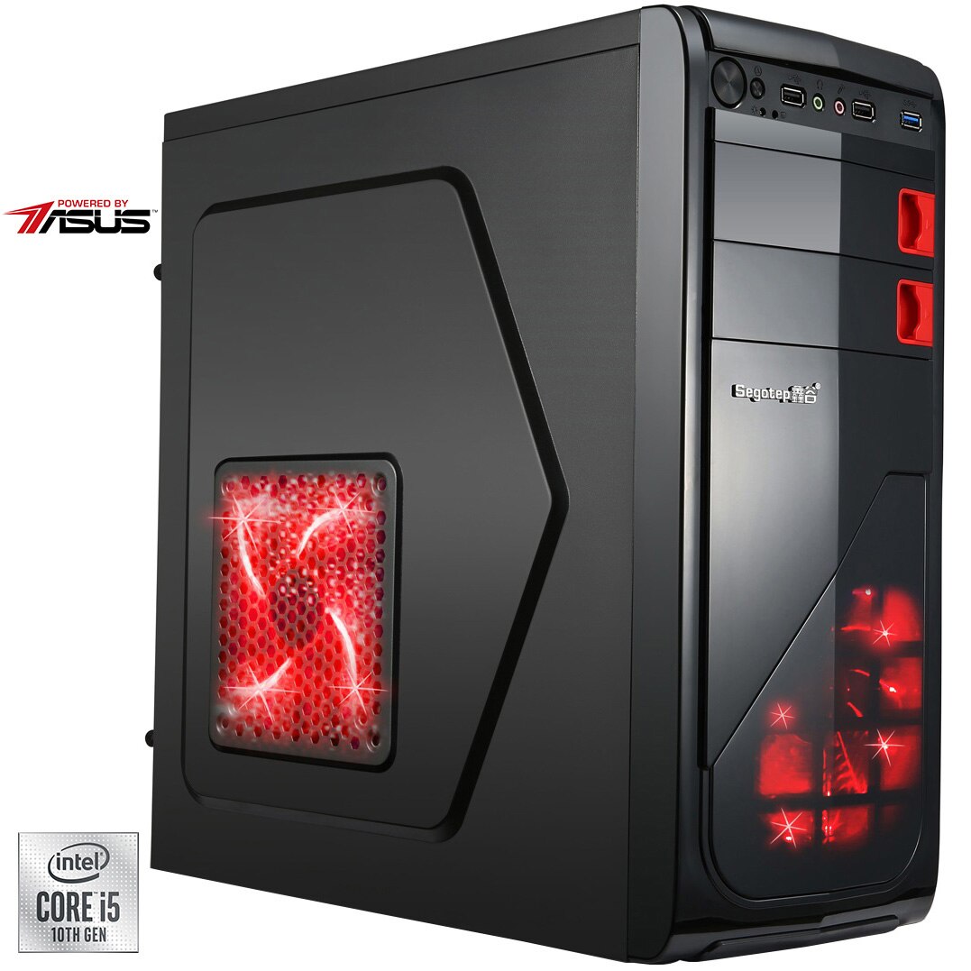 Sistem Desktop PC Serioux Powered by ASUS cu procesor Intel® Core™ i5-10400 pana la 4.30GHz, 8GB DDR4, 500GB SSD M.2 PCIe, DVD-RW, Intel® UHD Graphics 630, No OS
