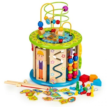 Jucarie interactiva IMK, Din lemn, Cu 12 piese fara margini ascutite, Multicolor Jucarie interactiva IMK, Din lemn, Cu 12 piese fara margini ascutite, Multicolor