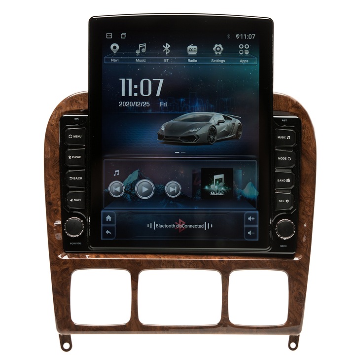 Navigatie AUTONAV Android GPS Dedicata Mercedes S-Class W220 1998-2005, Model XPERT Memorie 128GB Stocare, 6GB RAM, Butoane Si Volum Fizice, Display Vertical Stil Tesla 10" Full-Touch, WiFi, 2 x USB, Bluetooth, 4G, Octa-Core 8 * 1.8GHz, 4 * 50W