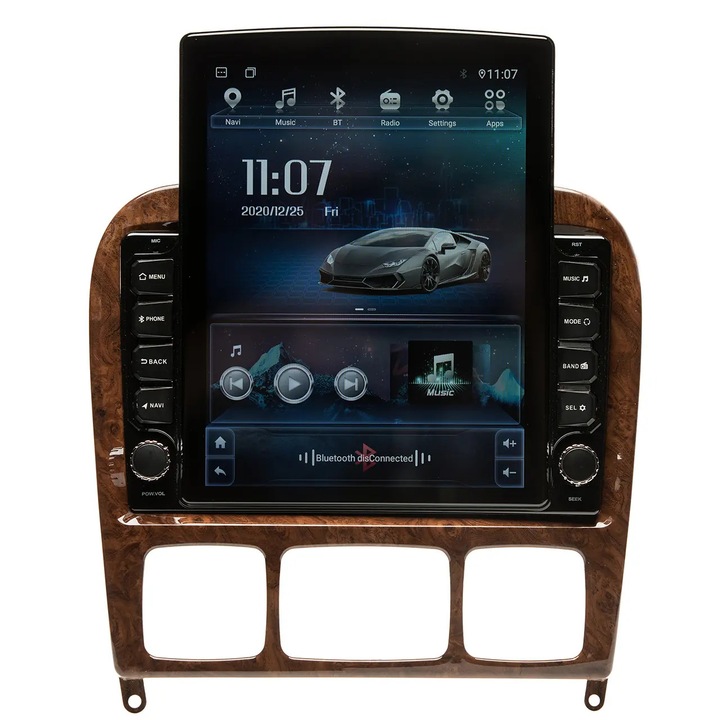 Navigatie AUTONAV ECO Android GPS Dedicata Mercedes S-Class W220 1998-2005, Model XPERT Memorie 16GB Stocare, 1GB RAM, Butoane Si Volum Fizice, Display Vertical Stil Tesla 10" Full-Touch, WiFi, 2 x USB, Bluetooth, Quad-Core 4 * 1.8GHz, 4 * 50W Audio