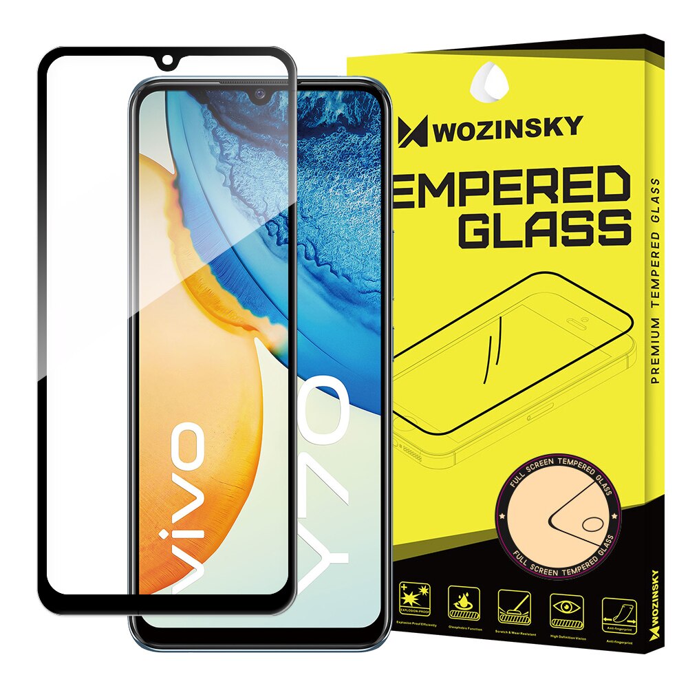 Folie Sticla Wozinsky, Tempered Glass 9H, Full Glue, Compatibil cu Vivo Y70, Negru