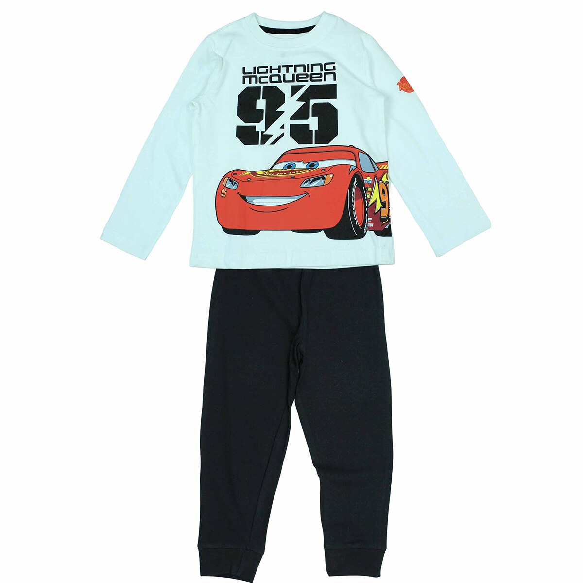 Pijamale lungi Disney Cars,model 8836, Alb/Negru