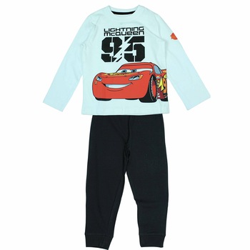 Pijamale lungi Disney Cars,model 8836, Alb/Negru Pijamale lungi Disney Cars,model 8836, Alb/Negru