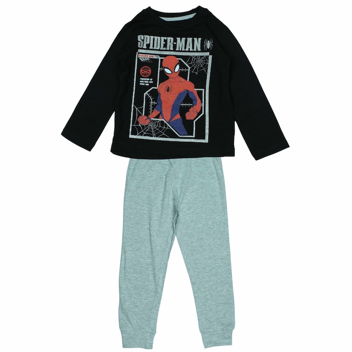 Дълга пижама Spiderman модел 1208, Черен/Сив