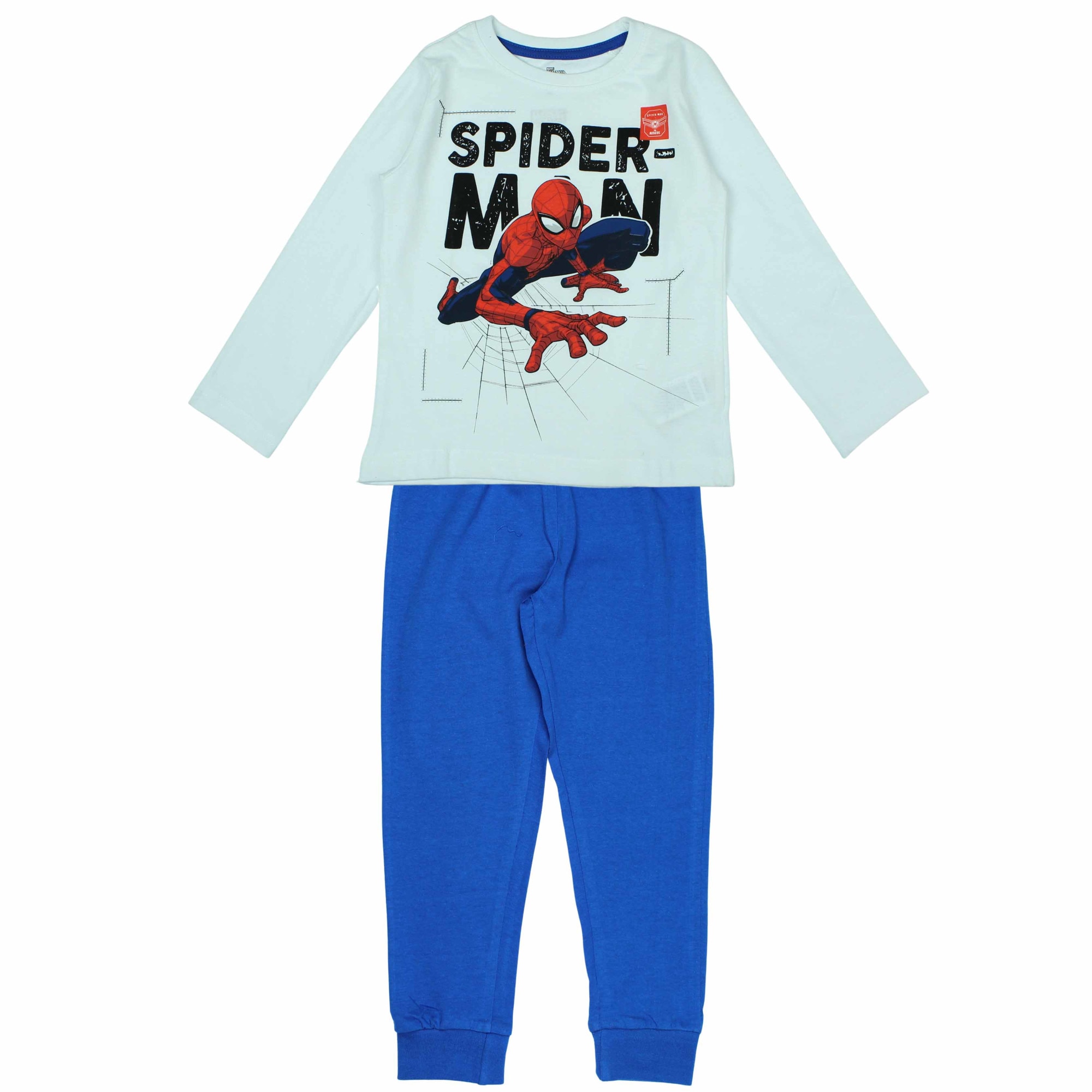 Pijamale lungi Spiderman,model 1219, Alb/Albastru
