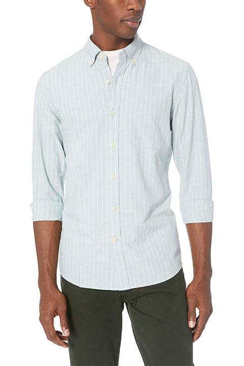 Find Goodthreads férfi ing 0839881-A14783, Oxford, karcsú, hosszú ujjú, zsebbel, pamut, csíkos kék/fehér, EU S