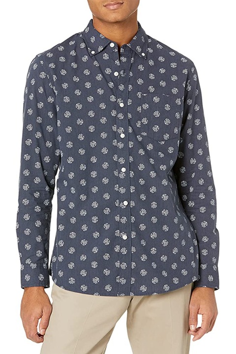 Find Goodthreads férfi ing 0642573-A14783, normál szabású, hosszú ujjú, zsebbel, virágmintás, pamut, sötétkék/fehér, EU S