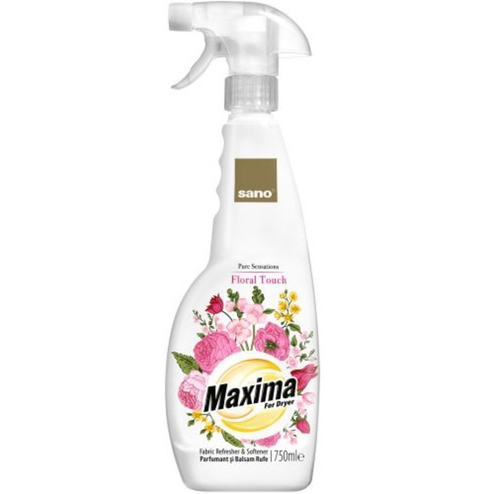 Омекотител sano maxima floral touch, спрей за сушилня, 750 мл