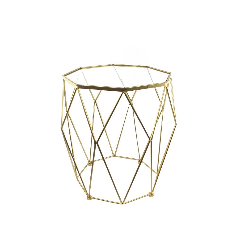 Masa de cafea, Accent, 110607, 44×41.5×45.3 см, Sticla & Metal, Aurie