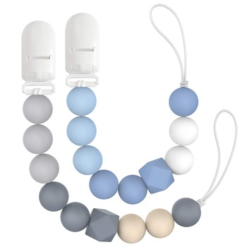 Set 2 bucati lant pentru suzeta din silicon cu clips, unisex Viscani Trade Set 2 bucati lant pentru suzeta din silicon cu clips, unisex Viscani Trade