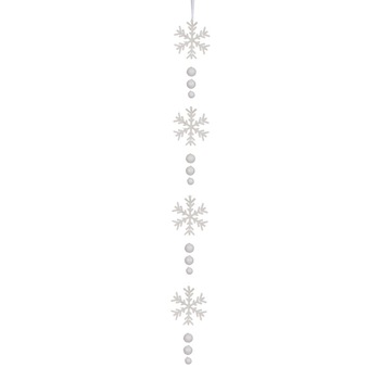 Decoratiune de Craciun, Zola®, care atarna, din fulgi albi si globulete, 90 cm Decoratiune de Craciun, Zola®, care atarna, din fulgi albi si globulete, 90 cm