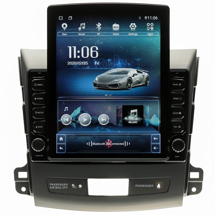 Navigatie AUTONAV Android GPS Dedicata Mitsubishi Outlander 2006-2011, Model XPERT Memorie 64GB Stocare, 2GB RAM, Butoane Si Volum Fizice, Display Vertical Stil Tesla 10" Full-Touch, WiFi, 2 x USB, Bluetooth, Quad-Core 4 * 1.8GHz, 4 * 50W Audio