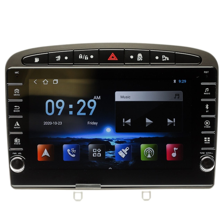 Navigatie AUTONAV Android GPS Dedicata Peugeot 308 2006-2013 si 408 2010-2014, Model PRO Memorie 64GB Stocare, 2GB RAM, Butoane Laterale Si Regulator Volum, Display 8" Full-Touch, WiFi, 2 x USB, Bluetooth, Quad-Core 4 * 1.8GHz, 4 * 50W Audio