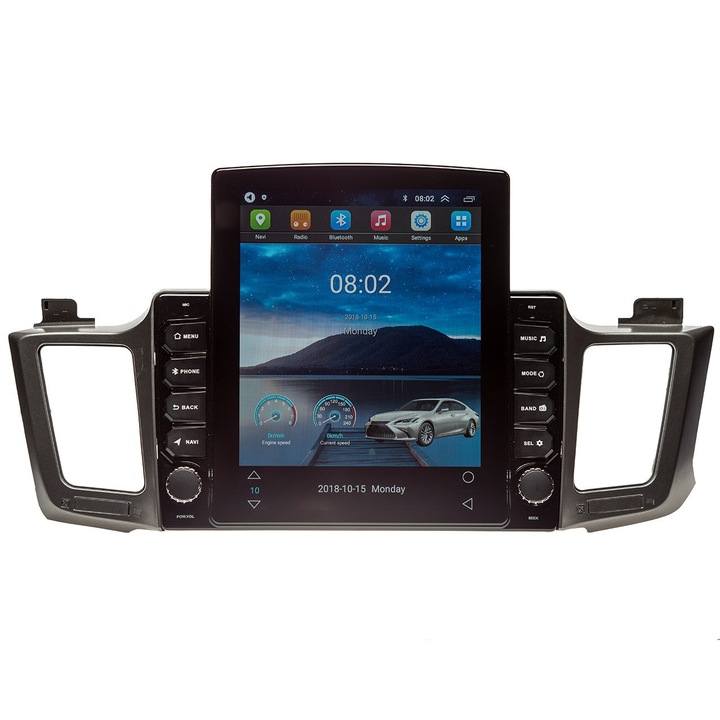 Navigatie AUTONAV Android GPS Dedicata Toyota RAV4 2013-2016, Model XPERT Memorie 64GB Stocare, 4GB DDR3 RAM, Display Vertical Stil Tesla 10" Full-Touch, WiFi, 2 x USB, Bluetooth, 4G, Octa-Core 8 * 2.0GHz, 4 * 50W Audio