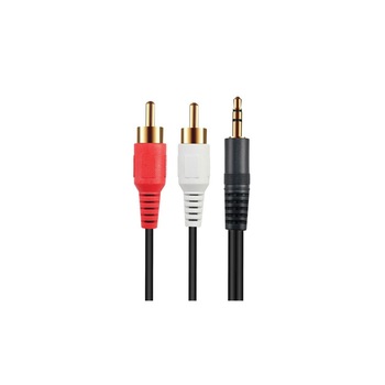 Cablu 3 RCA la Jack 3.5 mm tata, pentru camera video, 1.5 m, Negru Cablu 3 RCA la Jack 3.5 mm tata, pentru camera video, 1.5 m, Negru