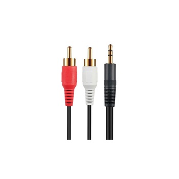 Cablu audio 2 RCA la Jack 3.5 mm, pentru televizor sau subwoofer, 3 m, Negru Cablu audio 2 RCA la Jack 3.5 mm, pentru televizor sau subwoofer, 3 m, Negru