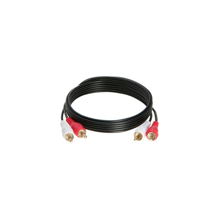 Cablu 2 RCA tata la 2 RCA tata, 3 m, Negru