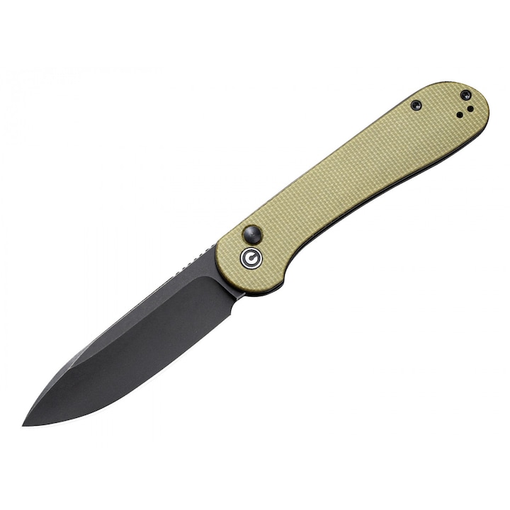 Cutit pliabil, Civivi, Knife Button Lock Elementum Olive Micarta, Black Stonewashed (C2103B)