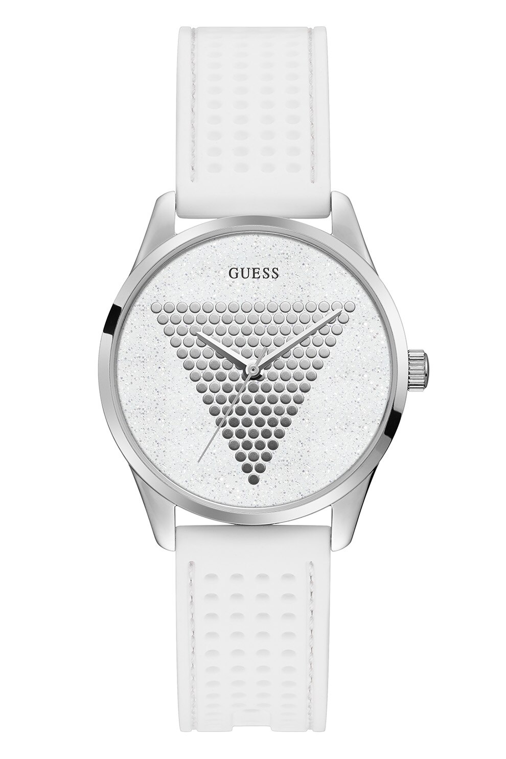 Guess, Ceas cu o curea din silicon, Alb/Argintiu