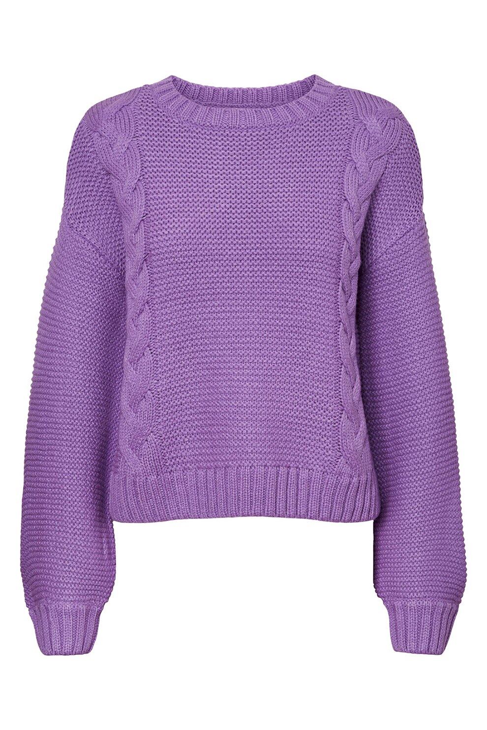 Vero Moda, Pulover cu detalii tricotate gros, Ametist