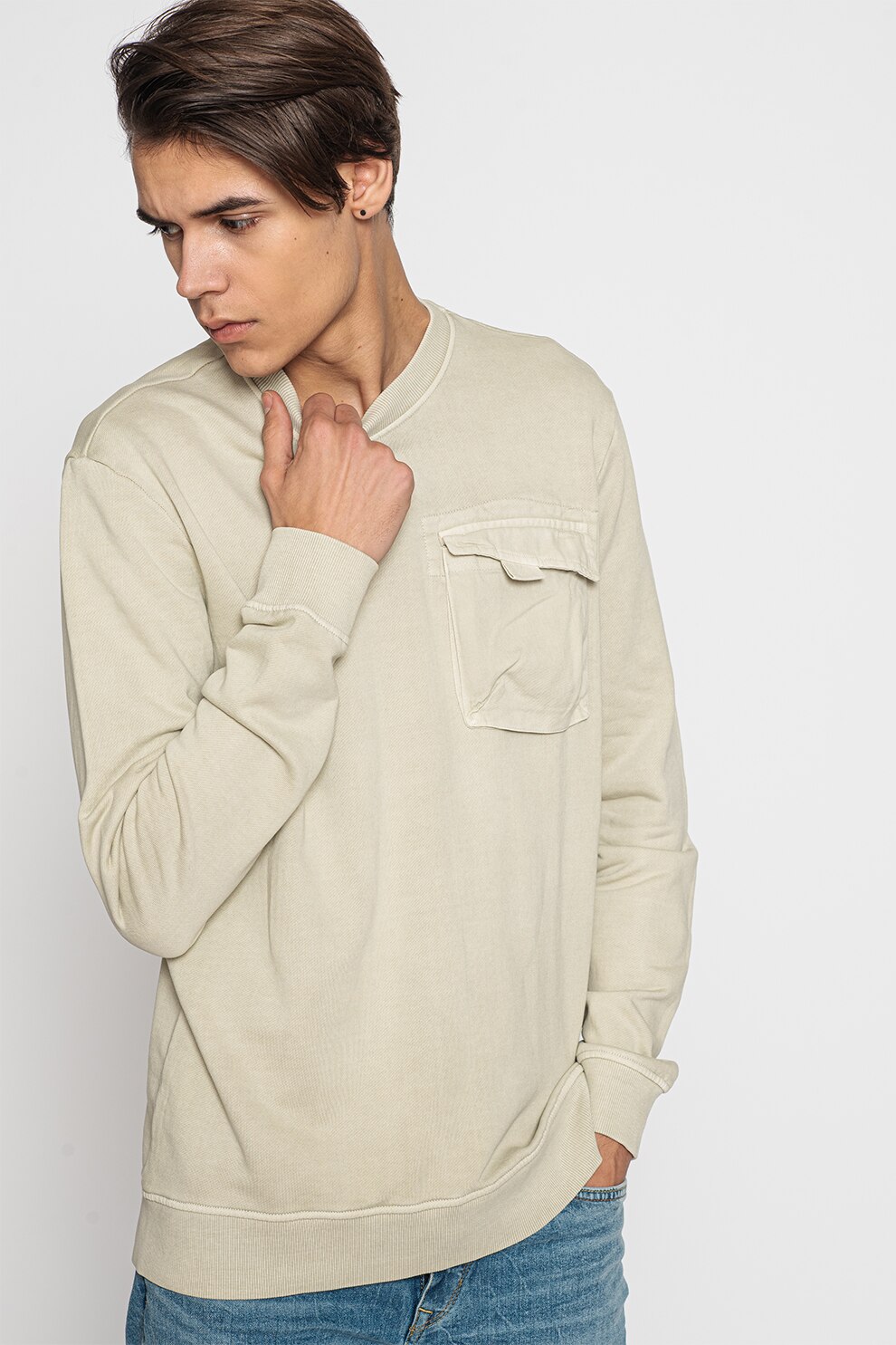 Only & Sons, Bluza sport cu buzunar pe piept Jimi, grej