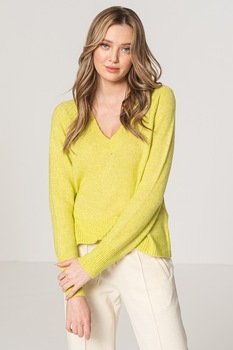 Vero Moda, Pulover cu decolteu in V si maneci lungi, Verde fistic Vero Moda, Pulover cu decolteu in V si maneci lungi, Verde fistic